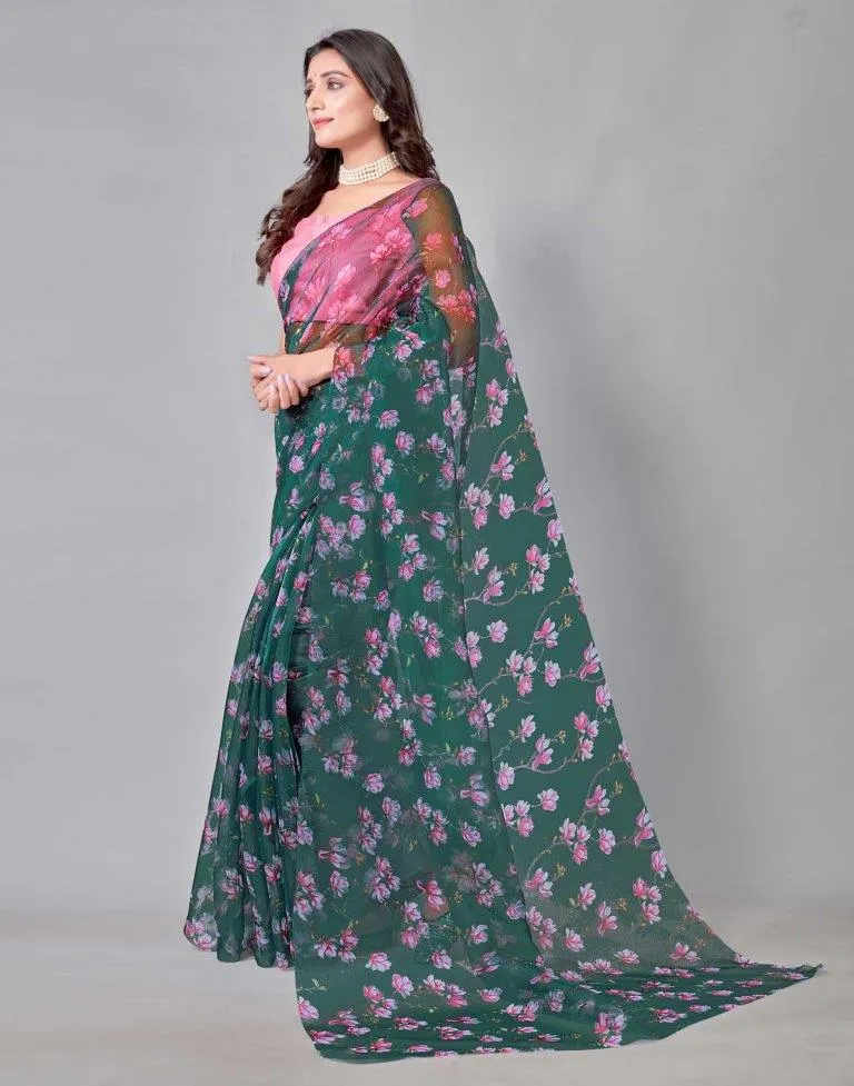 Green Organza Saree