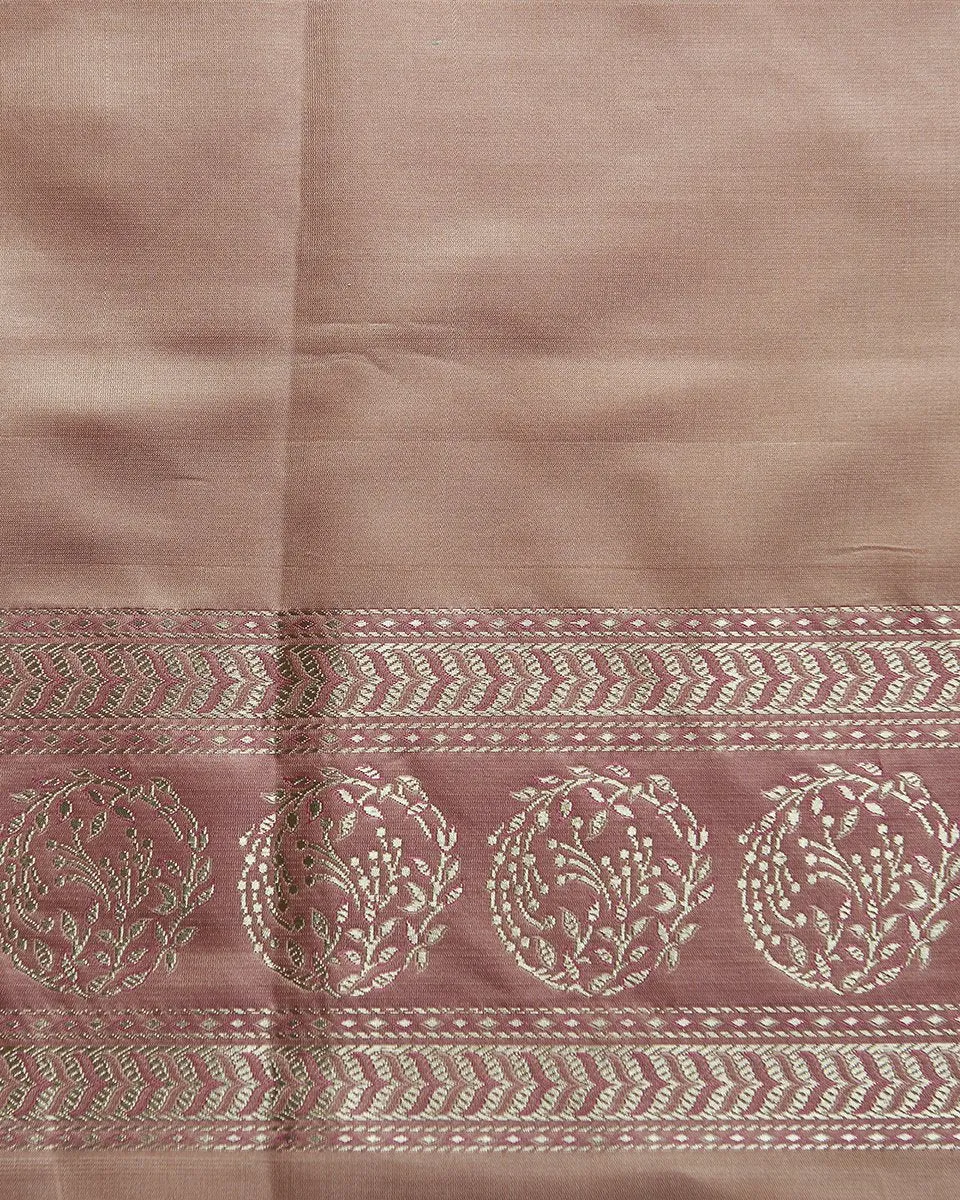 Handloom Pink and Peach Pure Katan Silk Tanchoi Banarasi Saree With Rose Flower Boota