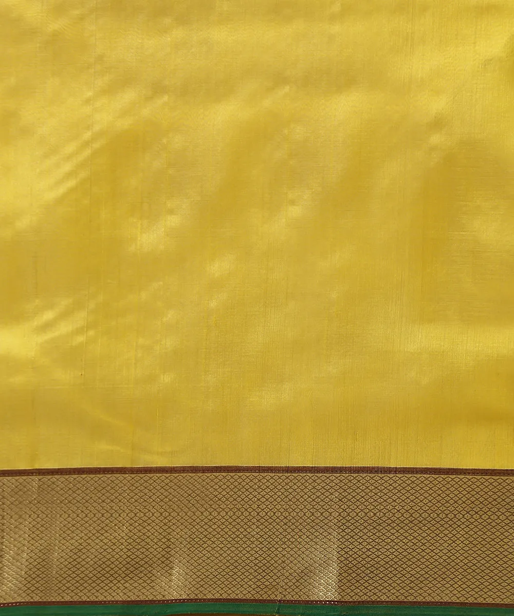 Handloom Yellow Chanderi Silk Saree With Paisley Woven All Over And Paisley Border