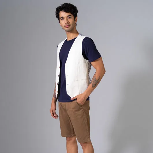 Ice Breaker White Linen Waistcoat