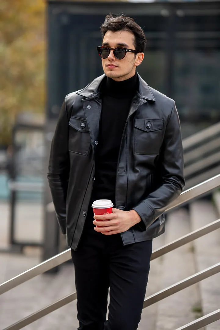 Iconic Men's Black Leather Coat