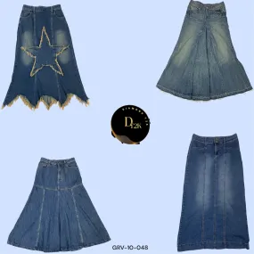 Iconic Y2K Full-Length Denim Skirt (GRV-10-048)