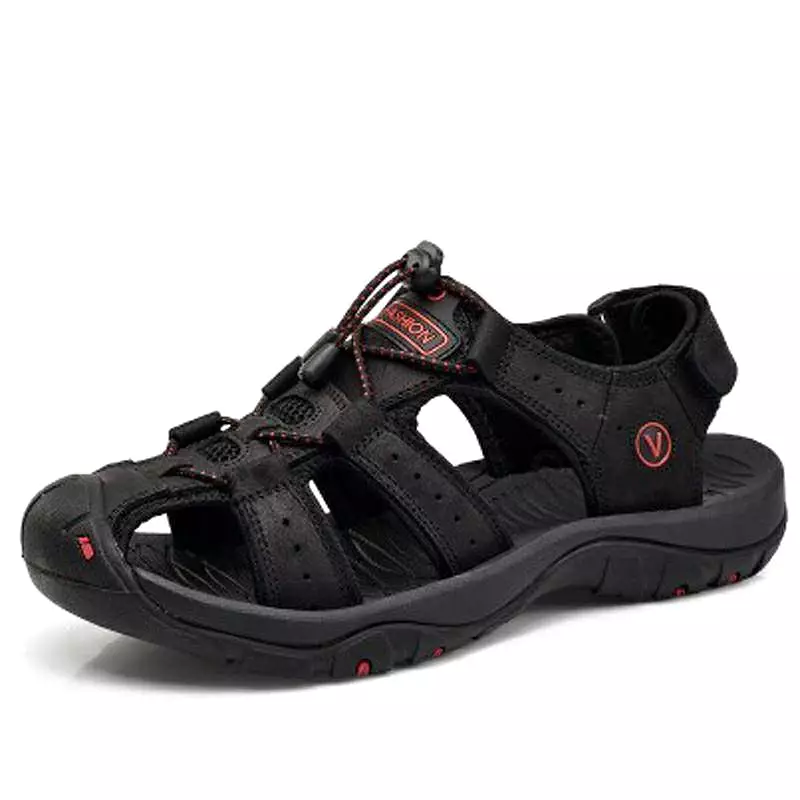 Libiyi Men's Outdoor Leather Toe Cap Sandals