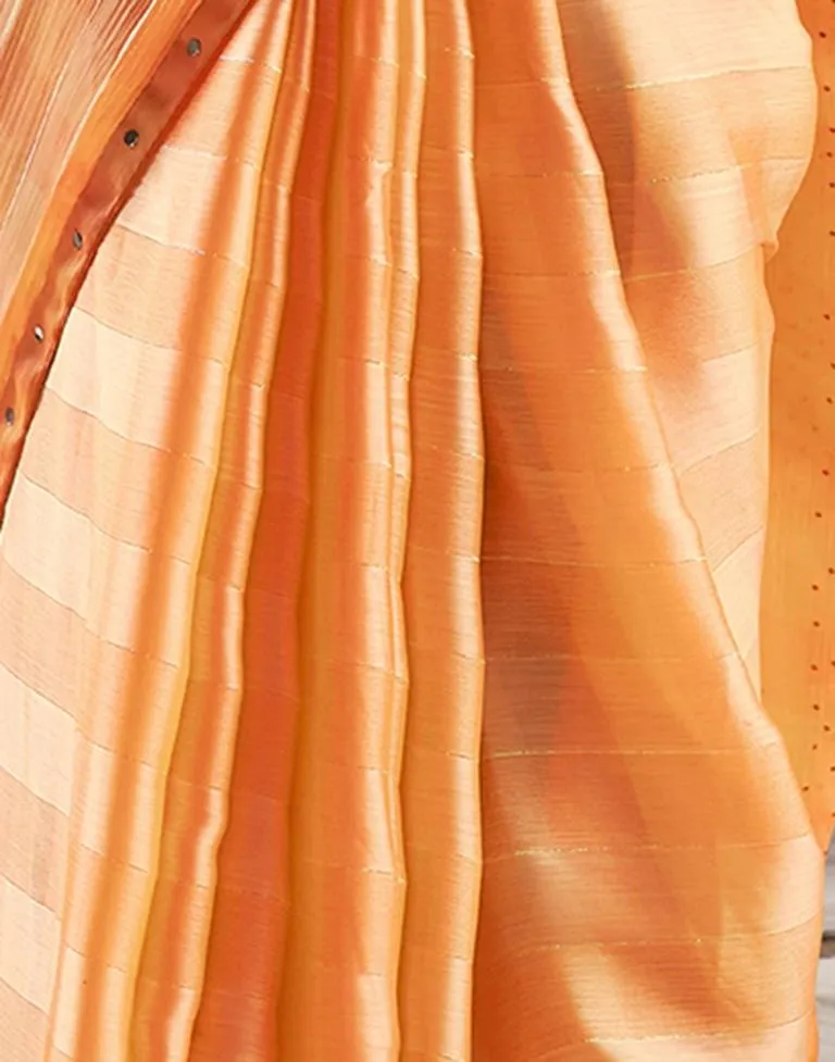 Light Orange Chiffon Plain Sarees