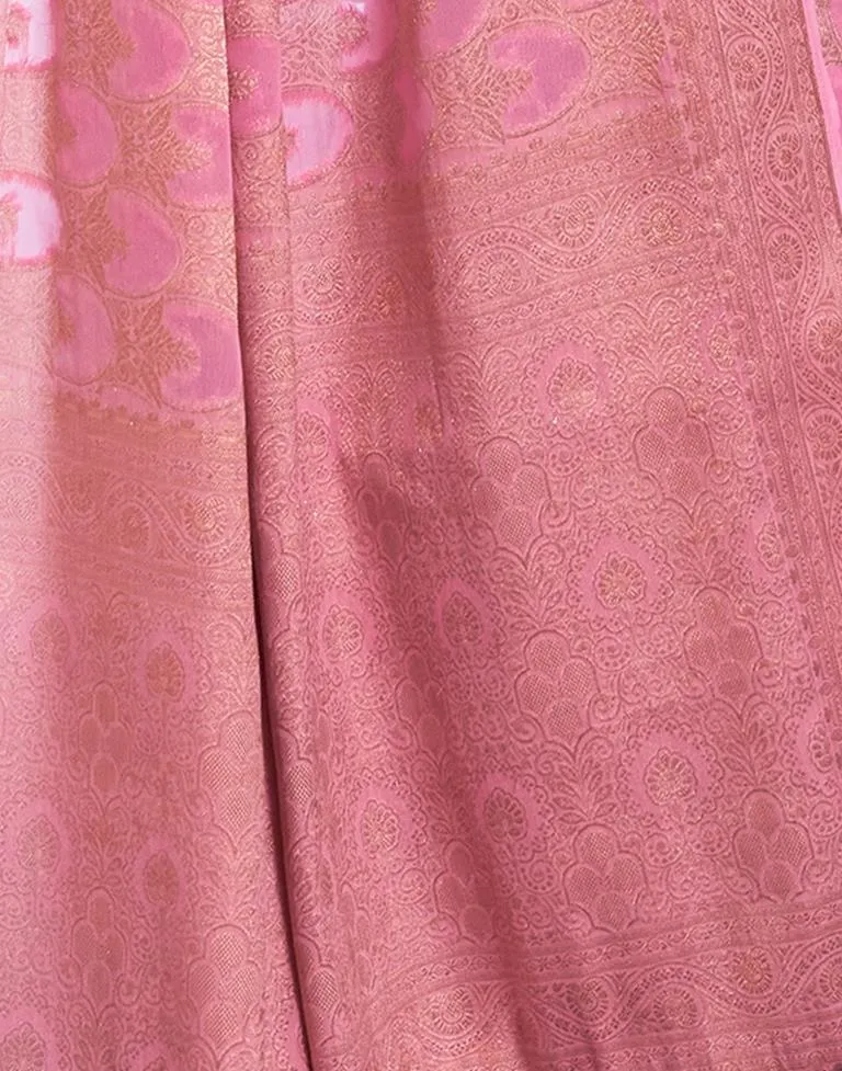 Light Pink Silk Plain Sarees