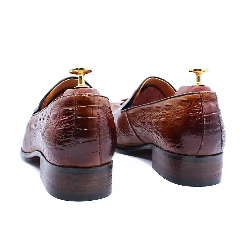 Luxury Leather Loafer Shoes With Tassels