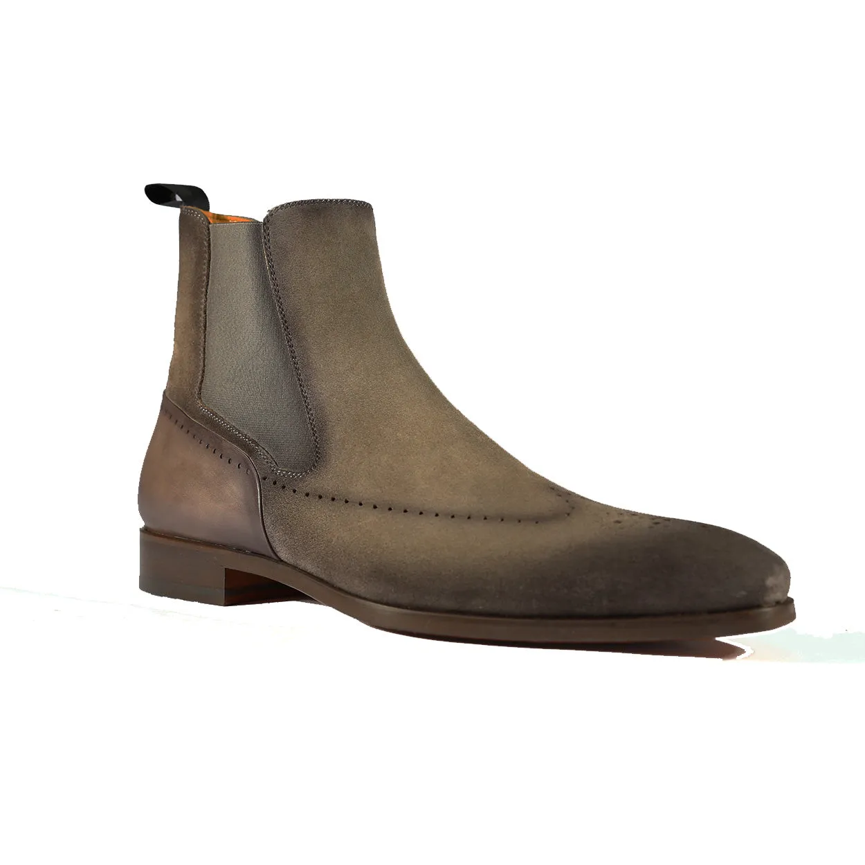 Magnanni 23501 Men's Shoes Safari Gray Suede / Patina Leather Chelsea Boots (MAGS1086)