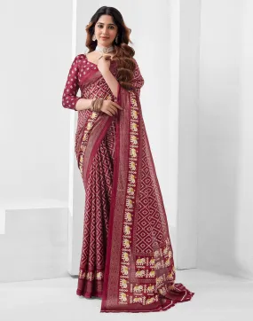 Maroon Printed Saree