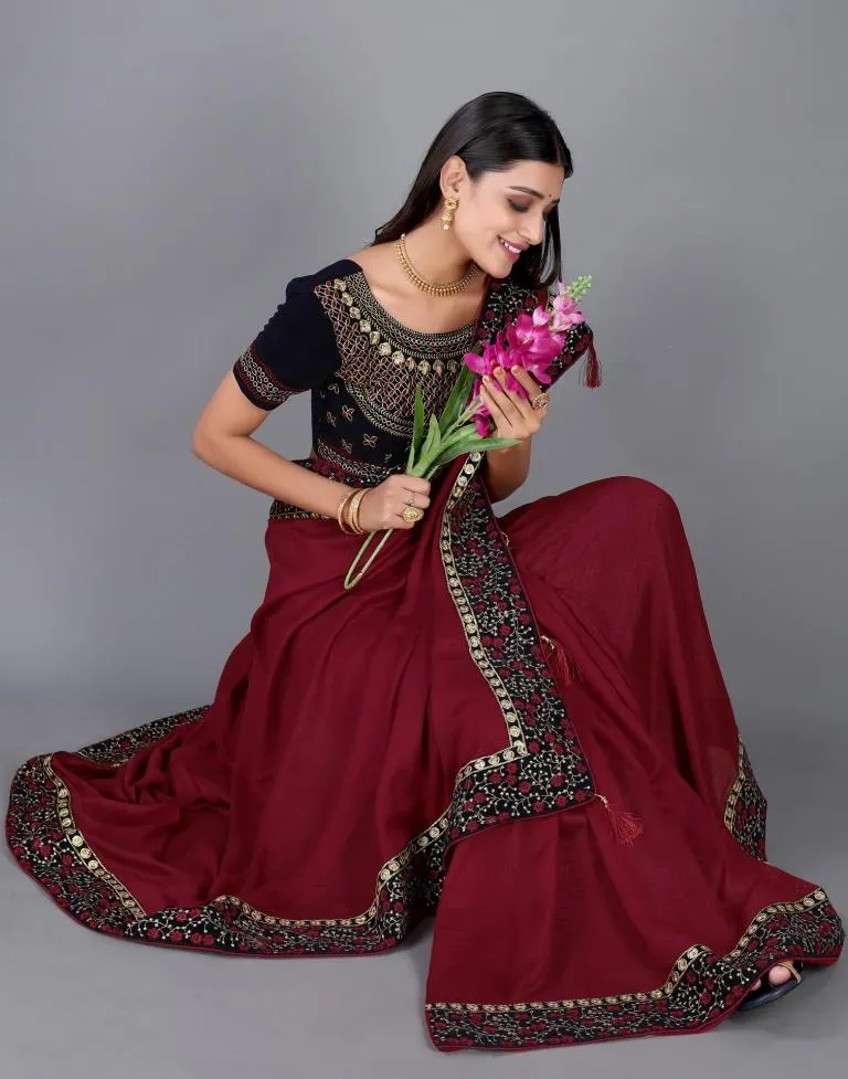 Maroon Silk Saree