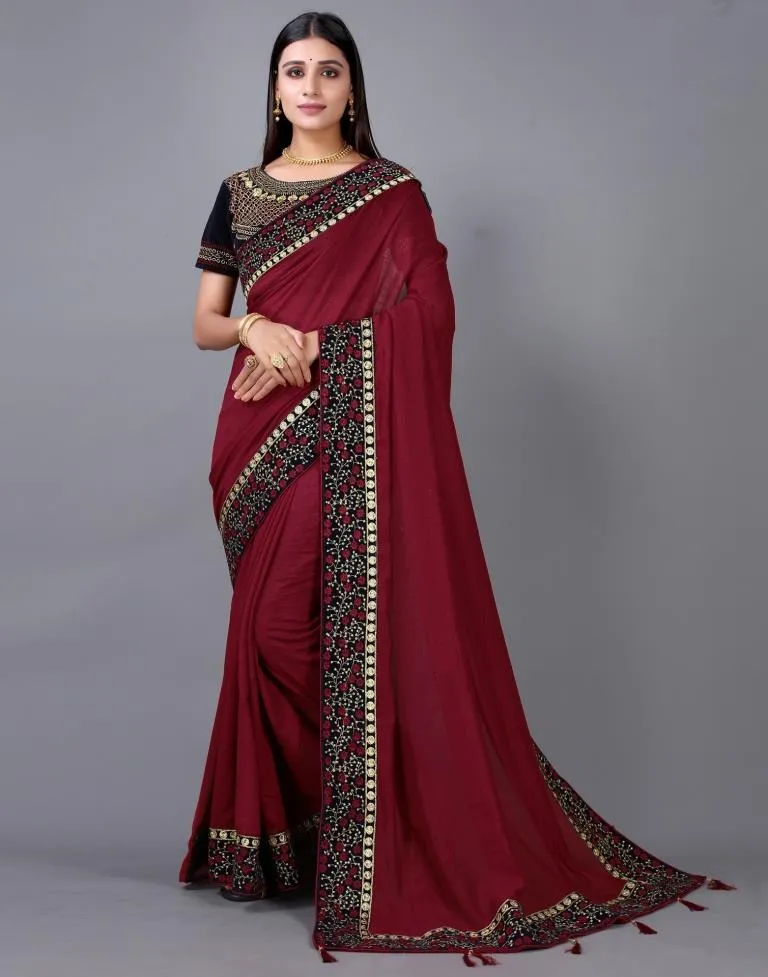 Maroon Silk Saree