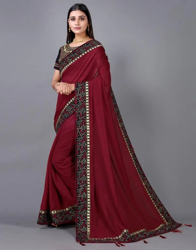 Maroon Silk Saree