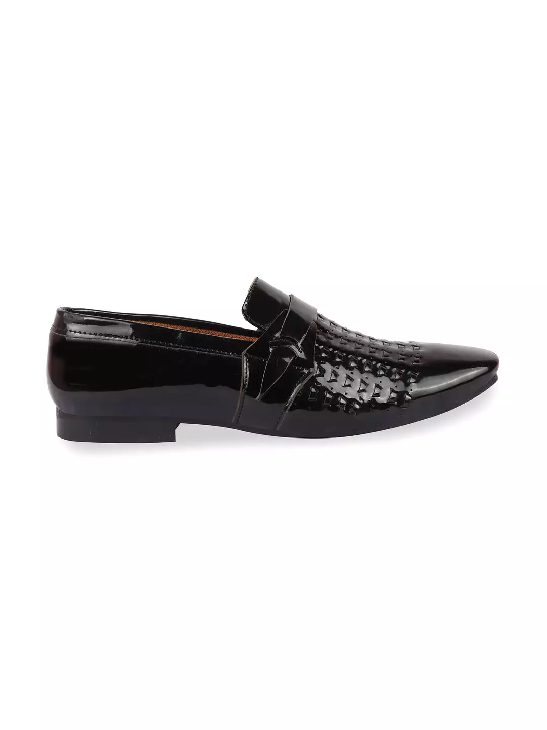 Men Black Casual Patent Leather Slip-On Shoes