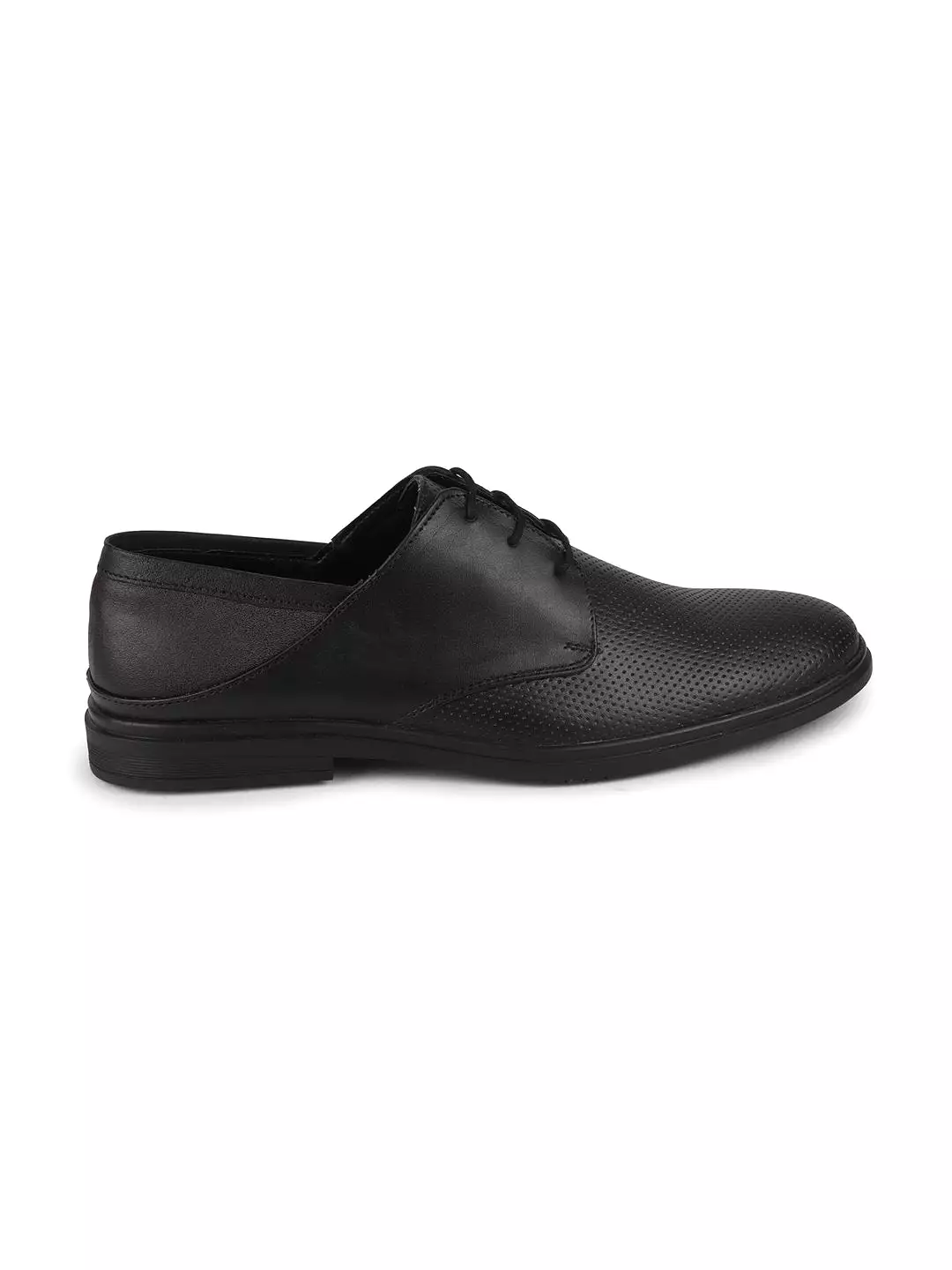 Men Black Formal Leather Lace-Up Derby Shoes