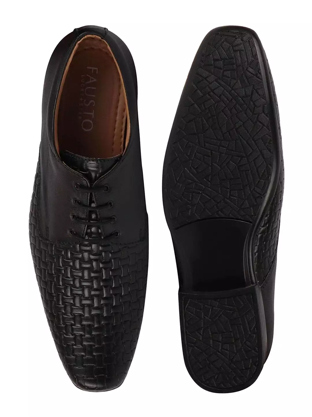 Men Black Formal Leather Lace Up Shoes