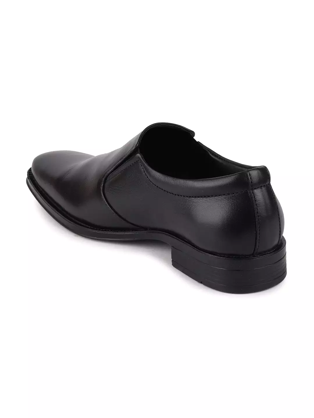 Men Black Formal Leather Slip-On Shoes