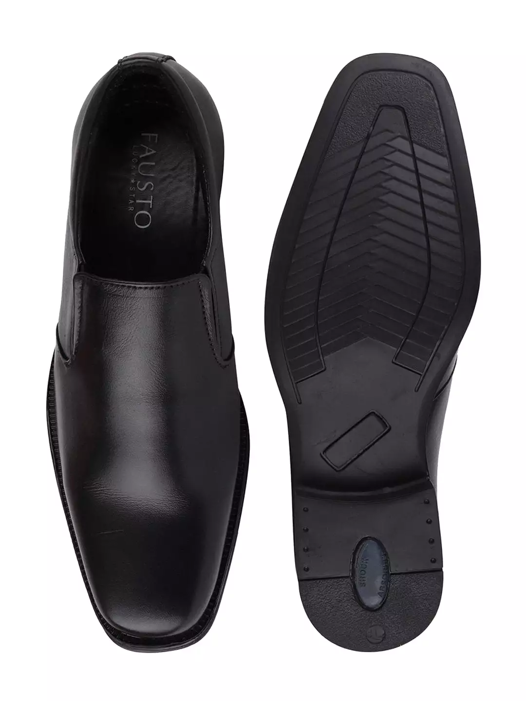 Men Black Formal Leather Slip-On Shoes