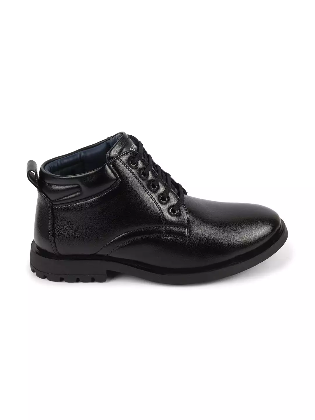 Men Black Mid Top Fashion Lace-Up Outdoor Biker Chukka Boots