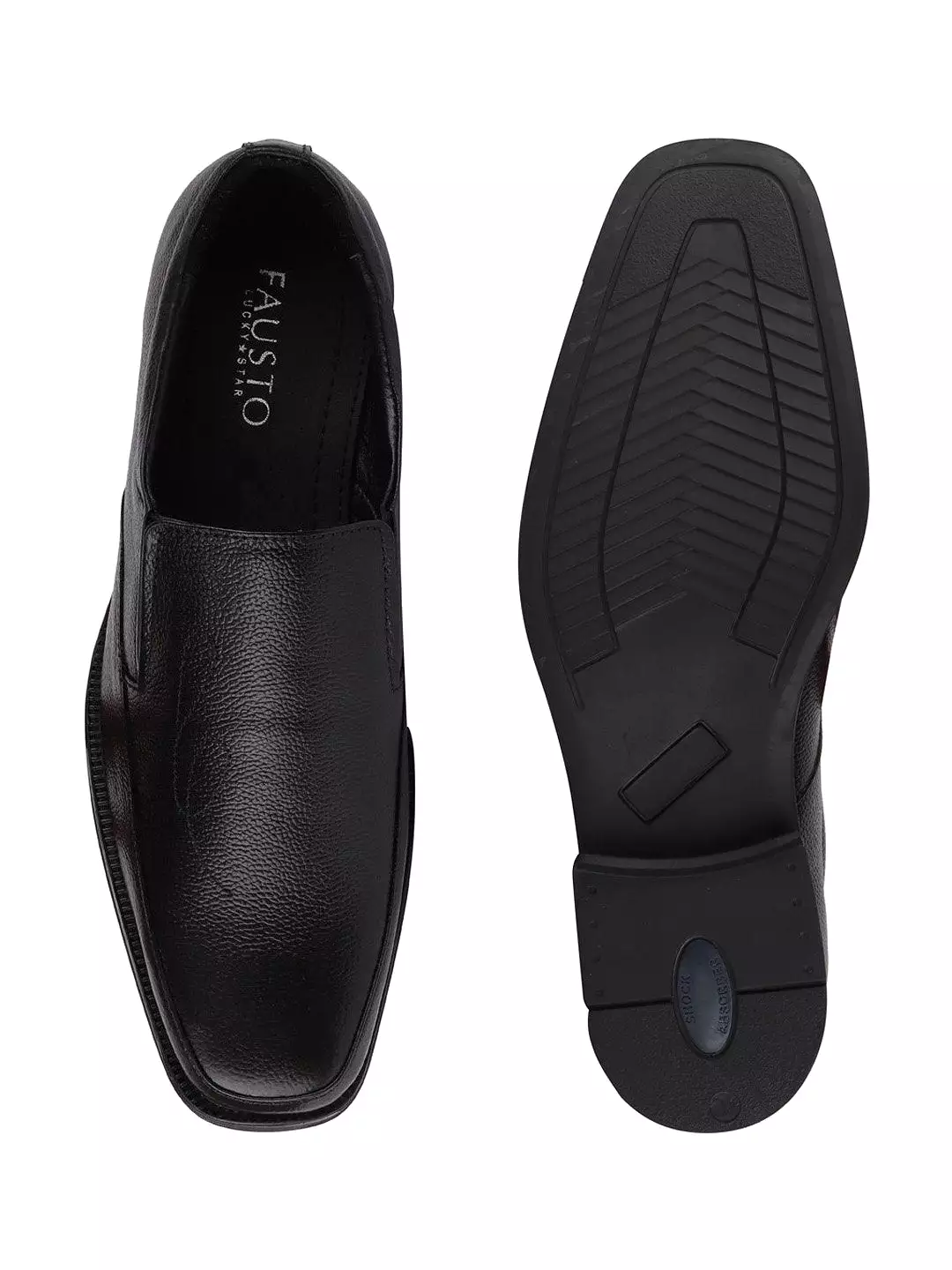 Men Black Plus Size Genuine Leather Formal Slip On Shoes