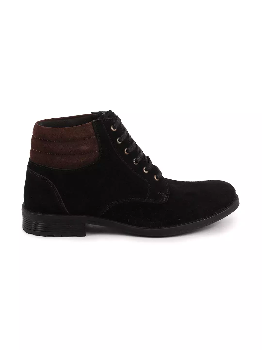 Men Black Suede Leather Chukka High Ankle Boot For Biking|Hiking|Trekking