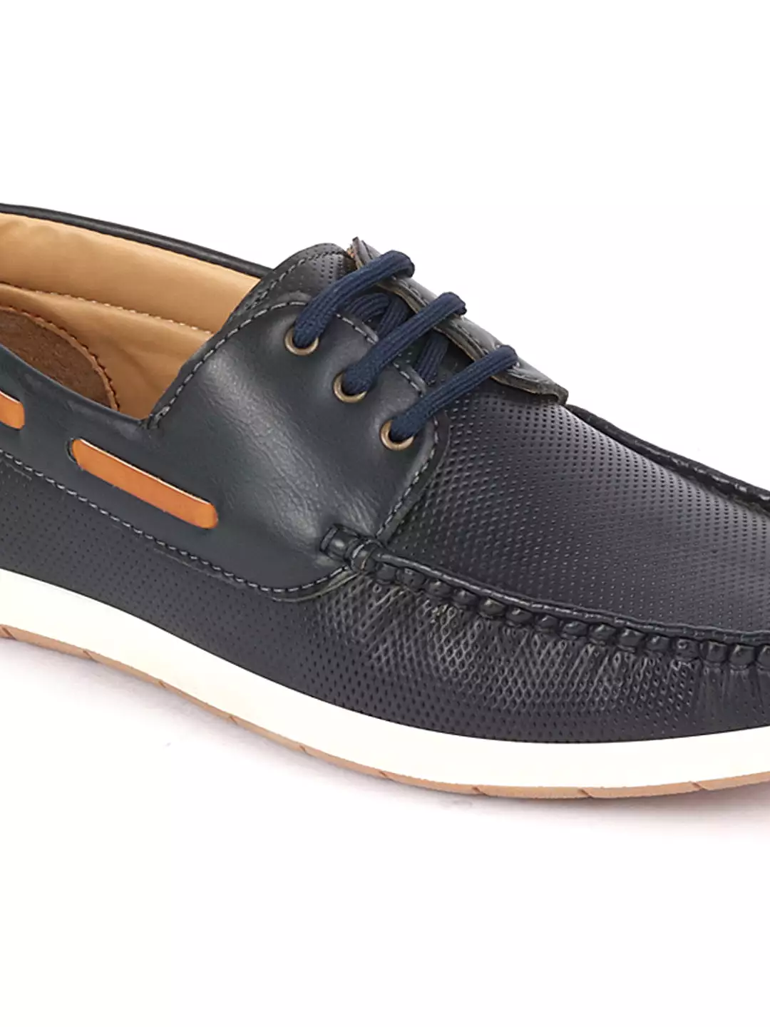 Men Blue Casual Lace-Up Boat Shoes