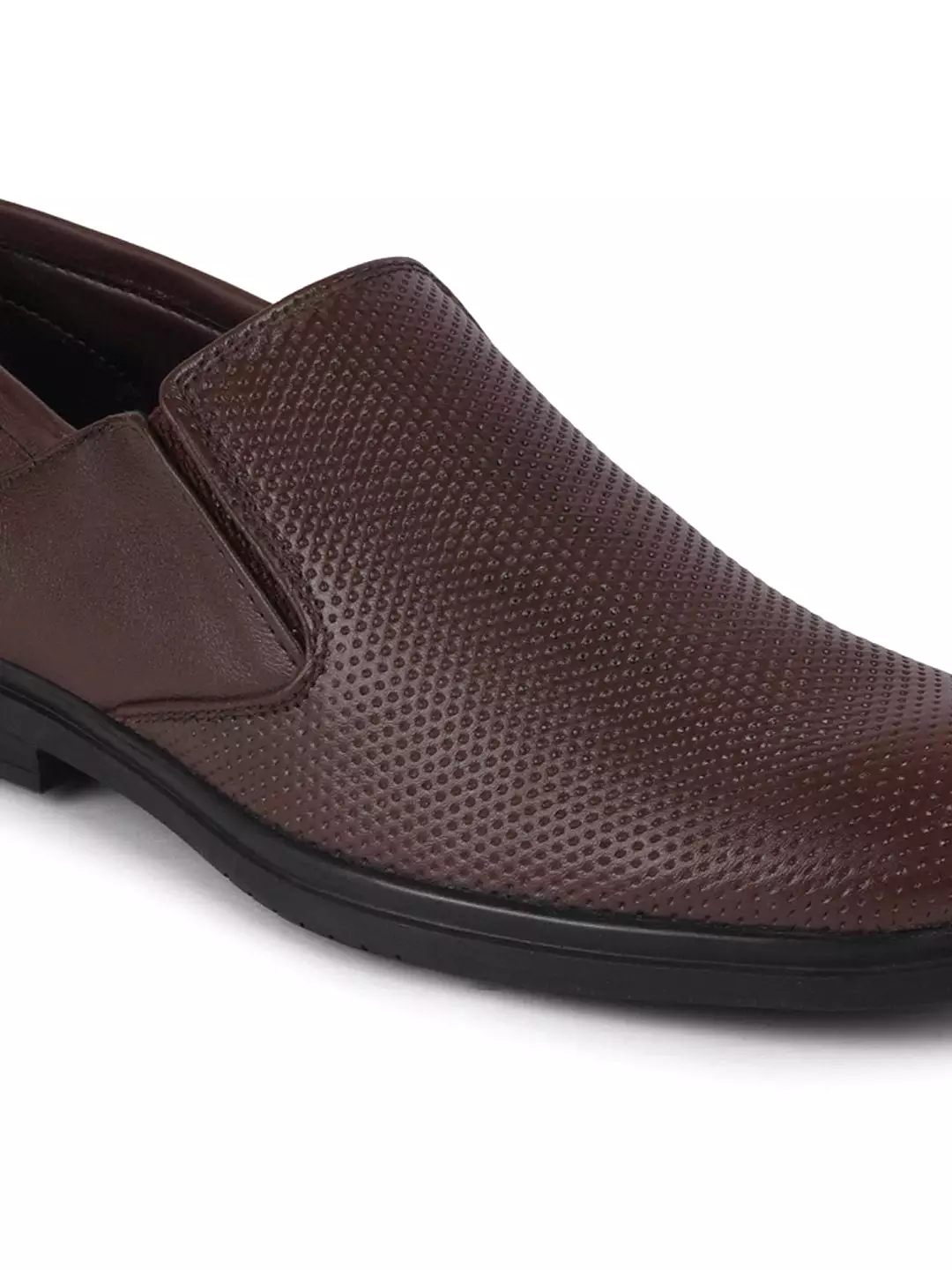 Men Brown Formal Leather Slip-On Shoes