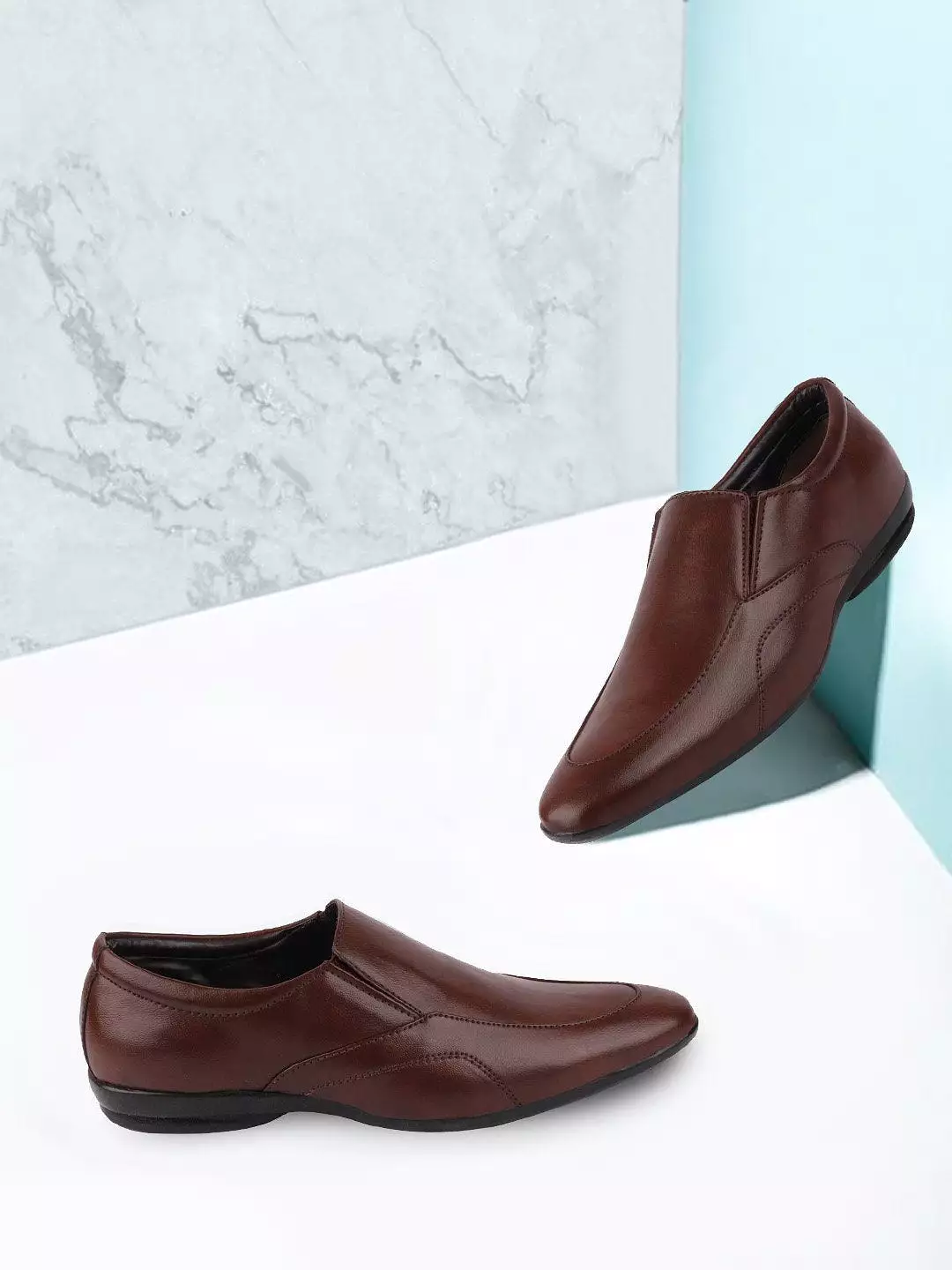 Men Brown Formal Slip-On Shoes