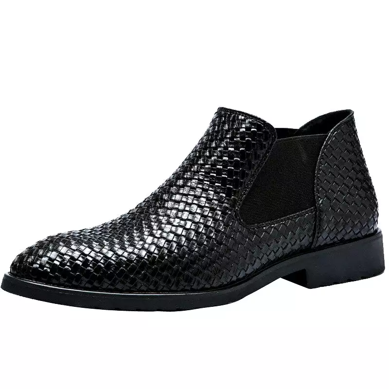 Men Chelsea Boots Classic Fashion Boots Men Hand Knit Shoes Tall Style Mens Shoes Big Size Shoes 38-48