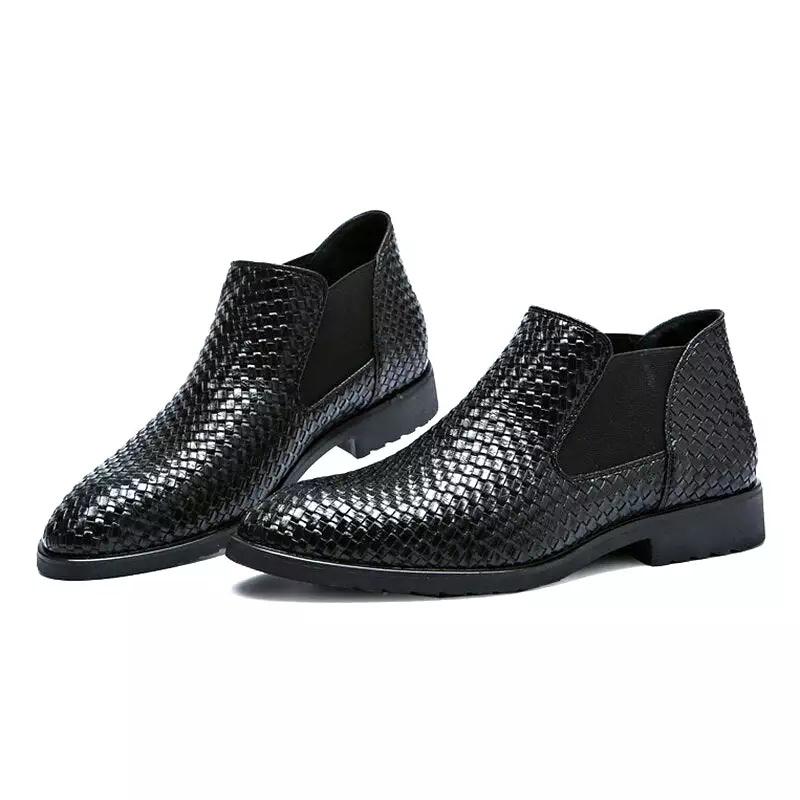 Men Chelsea Boots Classic Fashion Boots Men Hand Knit Shoes Tall Style Mens Shoes Big Size Shoes 38-48