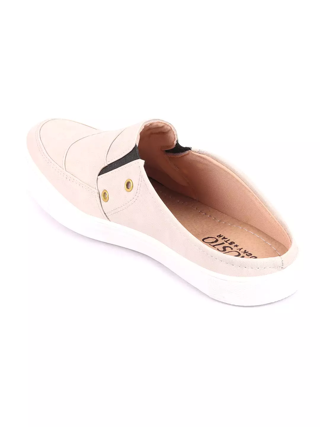 Men Cream Casual Slip-On Shoes