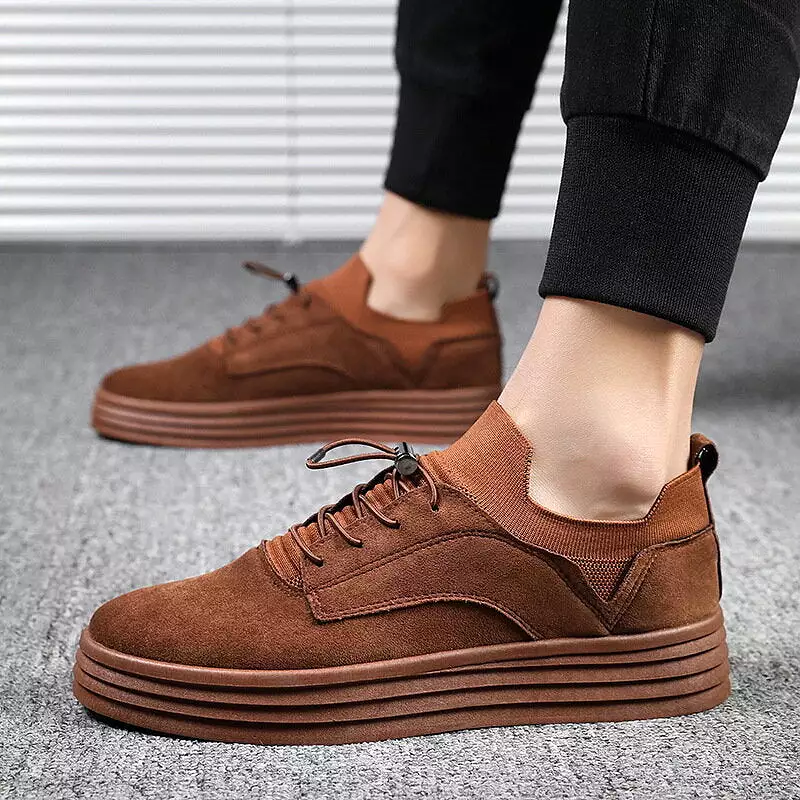 Men Fashion Casual Sneakers Flat Heel Leisure Walking Shoes Low Top Lace-Up Shoe