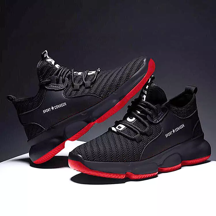 Men Lace Up Running Shoes Outdoor Sports Sneakers Breathable Mesh Comfort Jogging Shoes