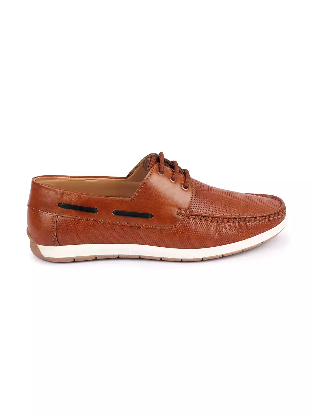 Men Tan Casual Lace-Up Boat Shoes