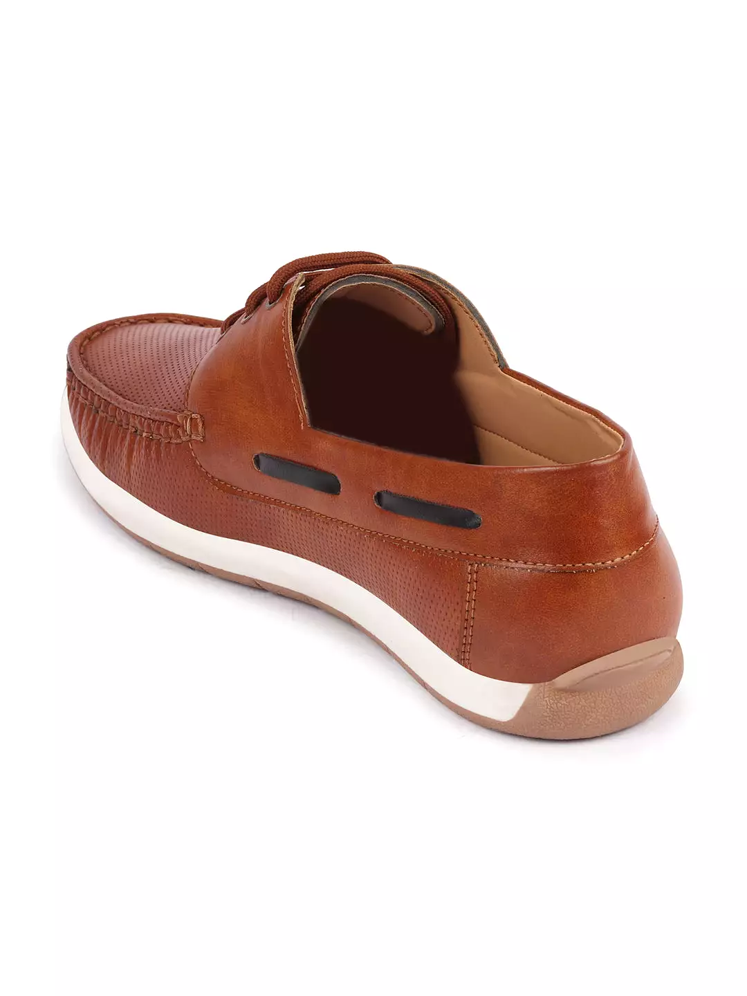 Men Tan Casual Lace-Up Boat Shoes