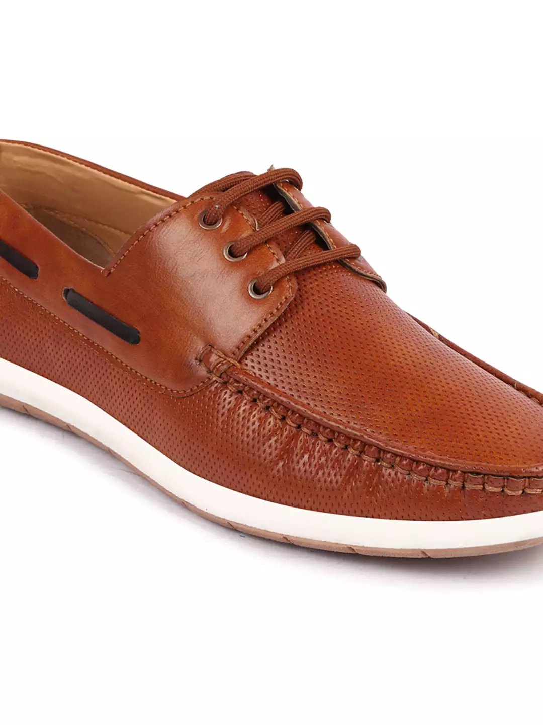 Men Tan Casual Lace-Up Boat Shoes