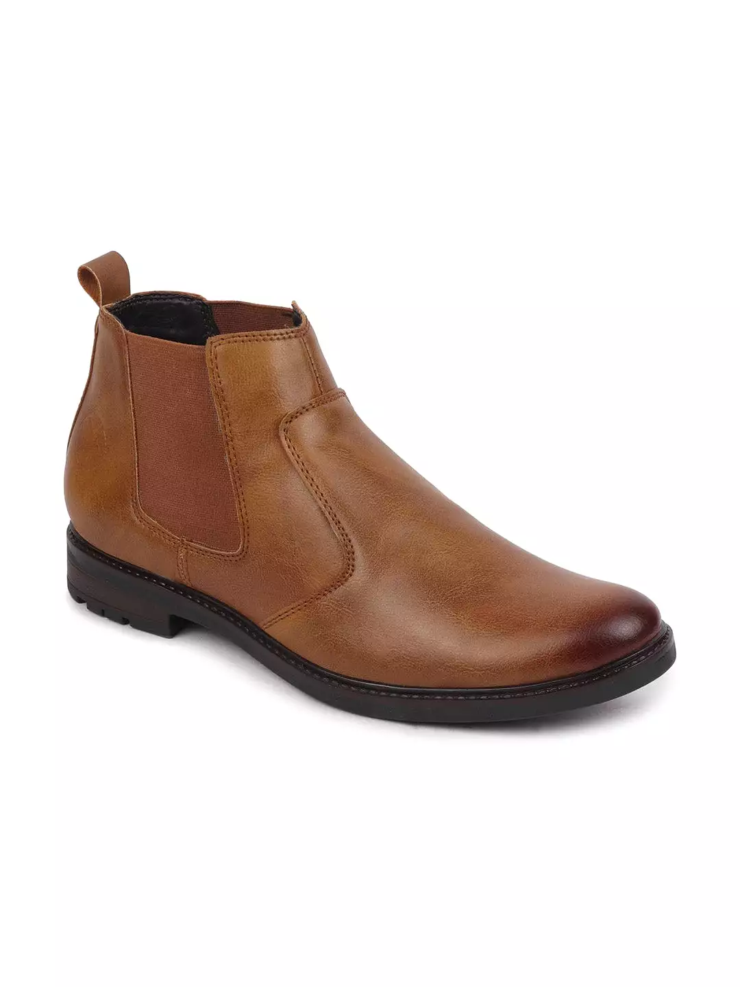 Men Tan Chelsea Slip On Boots