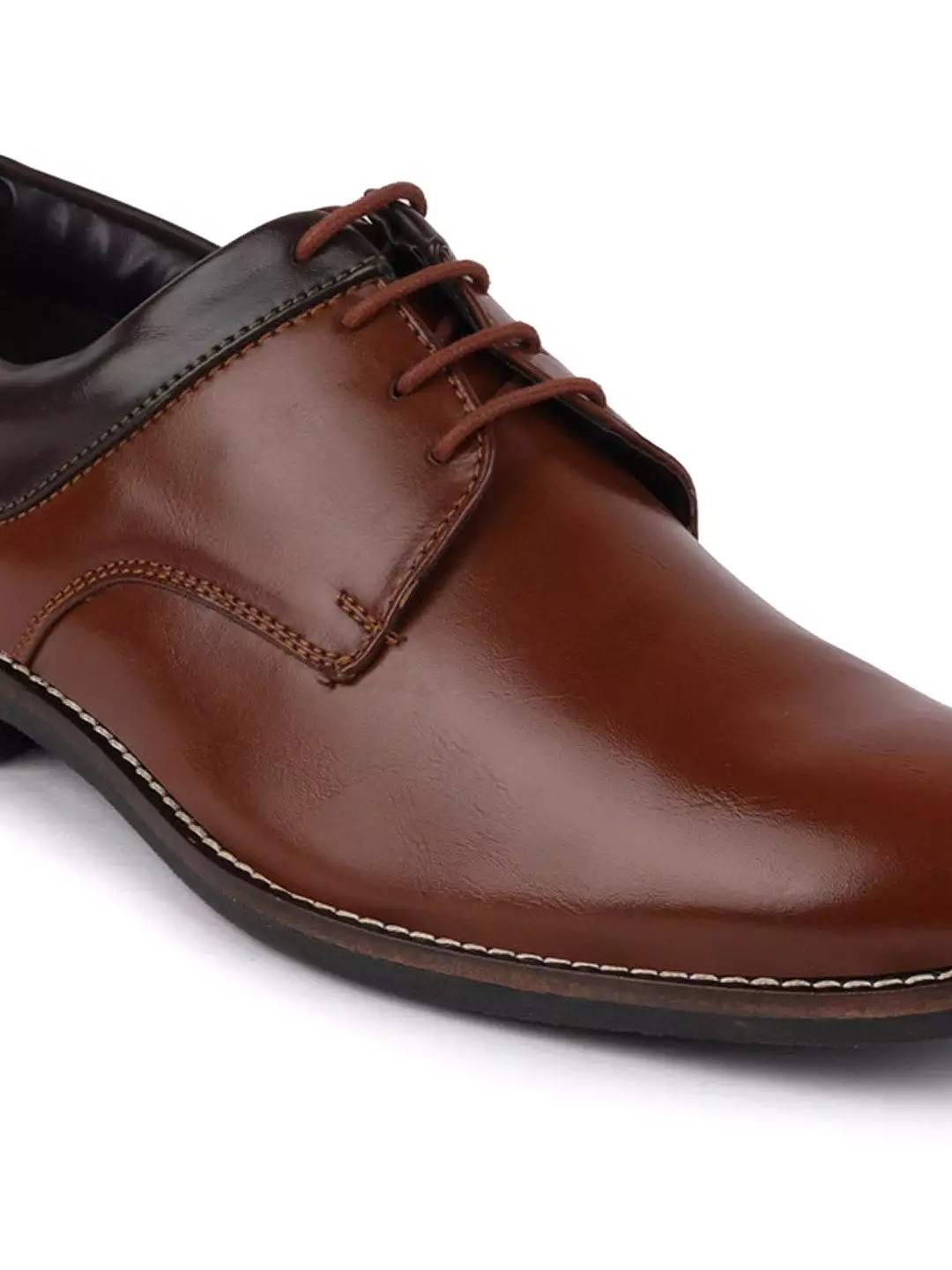 Men Tan Formal Lace-Up Oxford Shoes