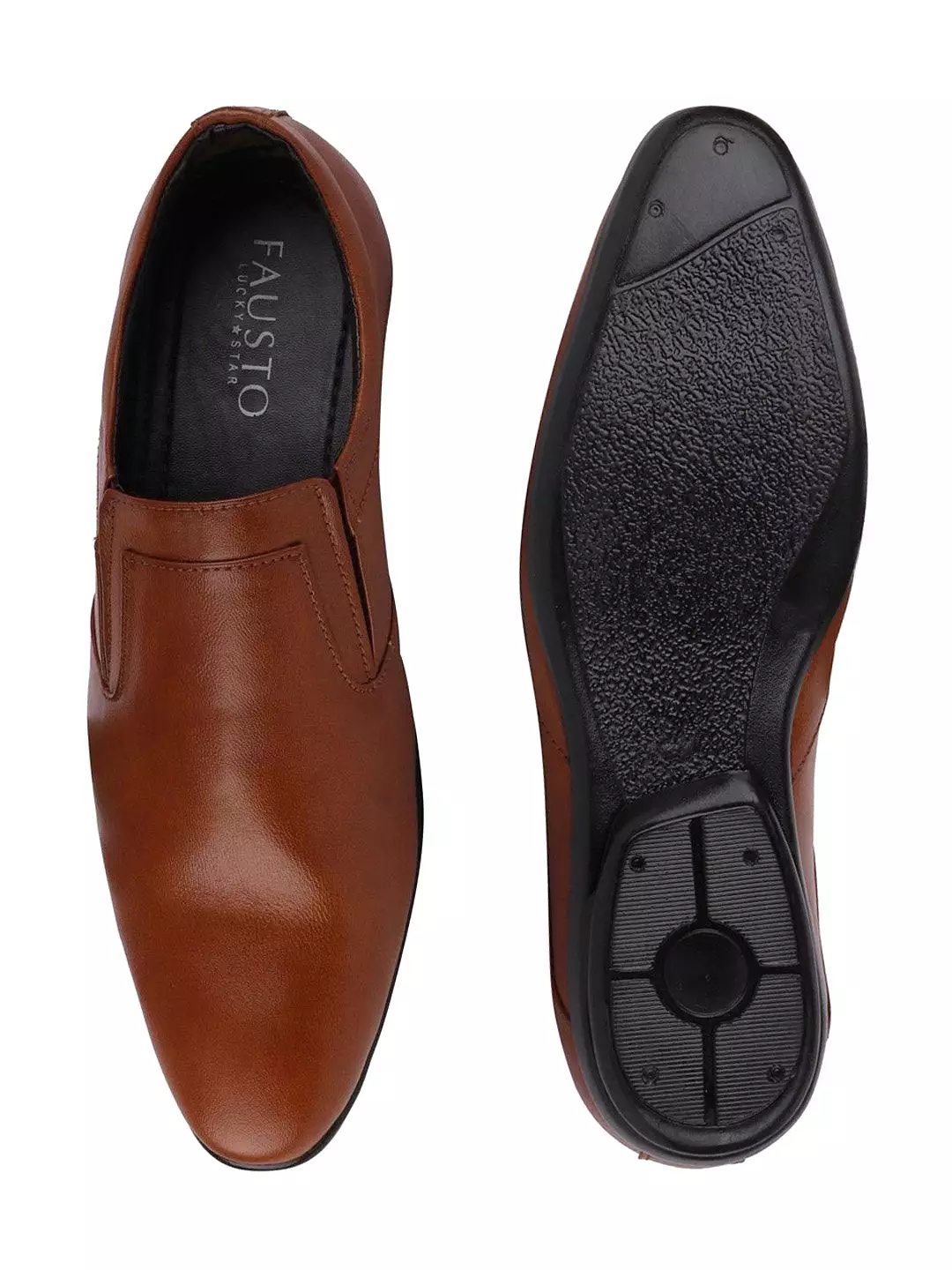 Men Tan Formal Slip-On Shoes