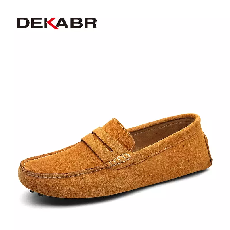 Mens Flat Large Size 49 Men Loafers Soft Moccasins High Quality Spring Autumn Genuine Leather Shoes Men Warm Flats Driving Shoes