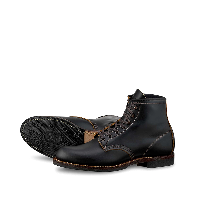 Men’s Leather Shoes for All Seasons, Black Mid-Top 