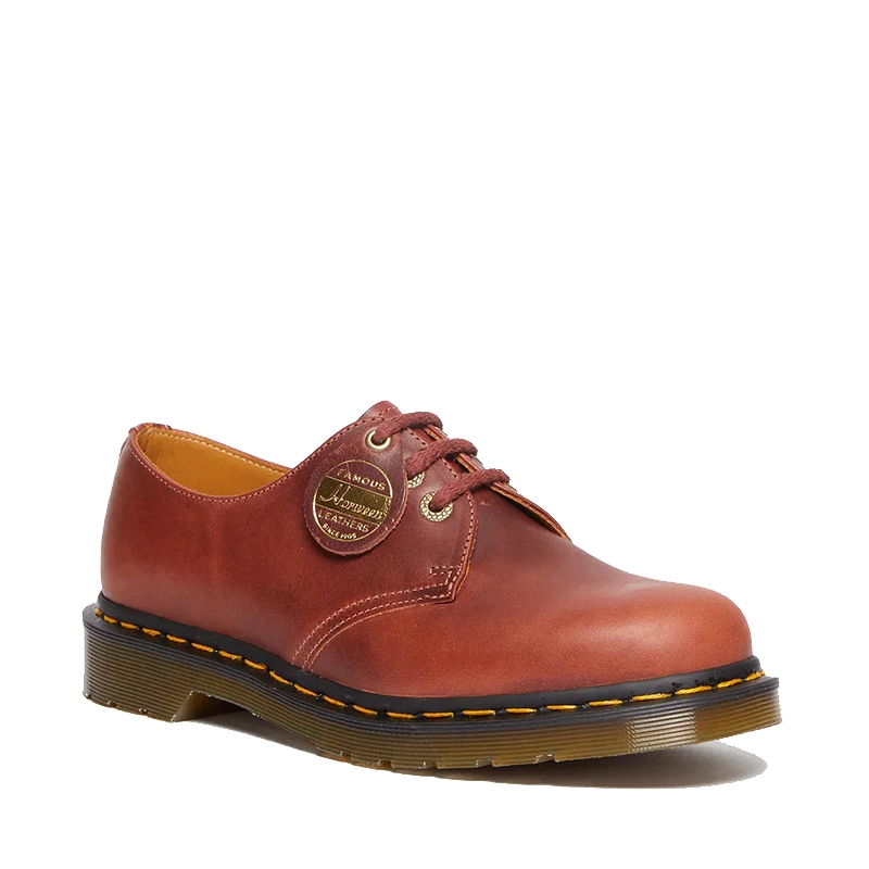 Men’s Leather Shoes for All Seasons,Red-Brown Low-Top 