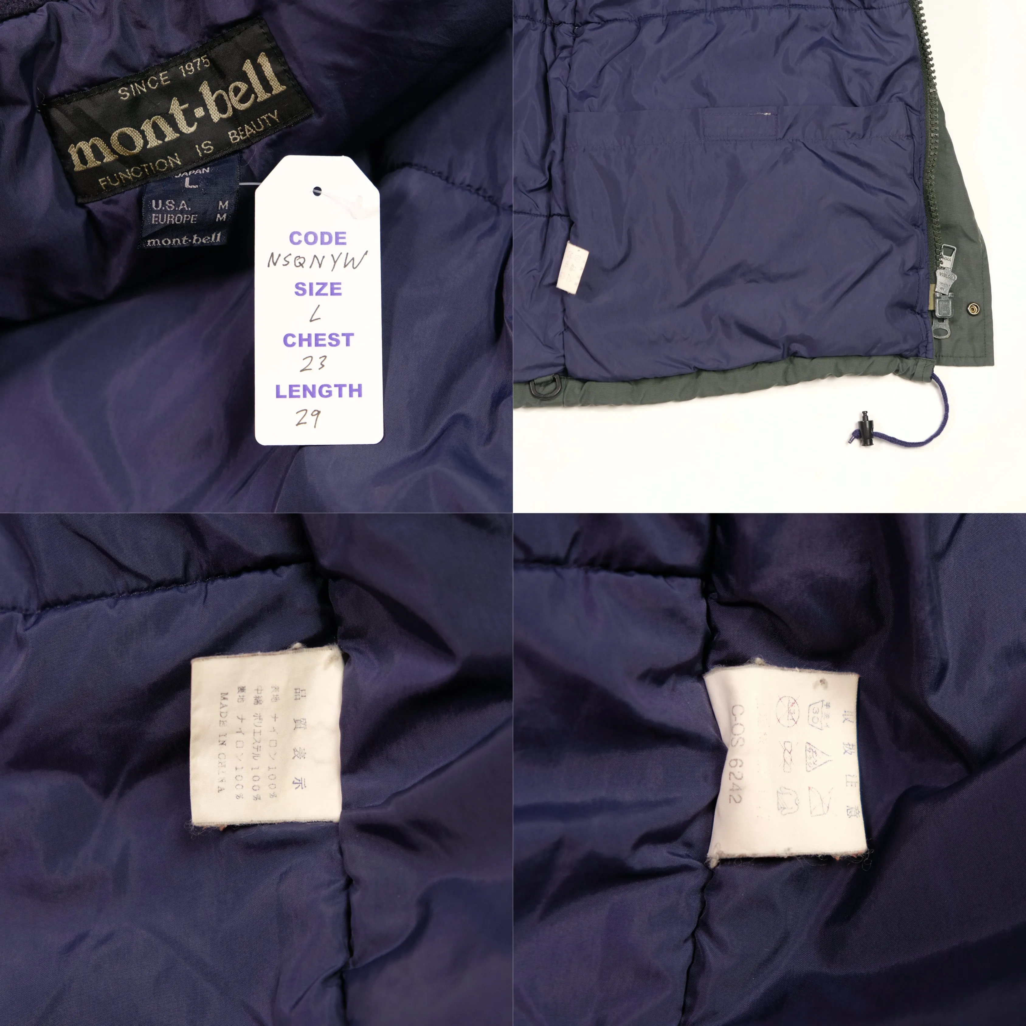 Montbell Vintage Puffer Jacket Large