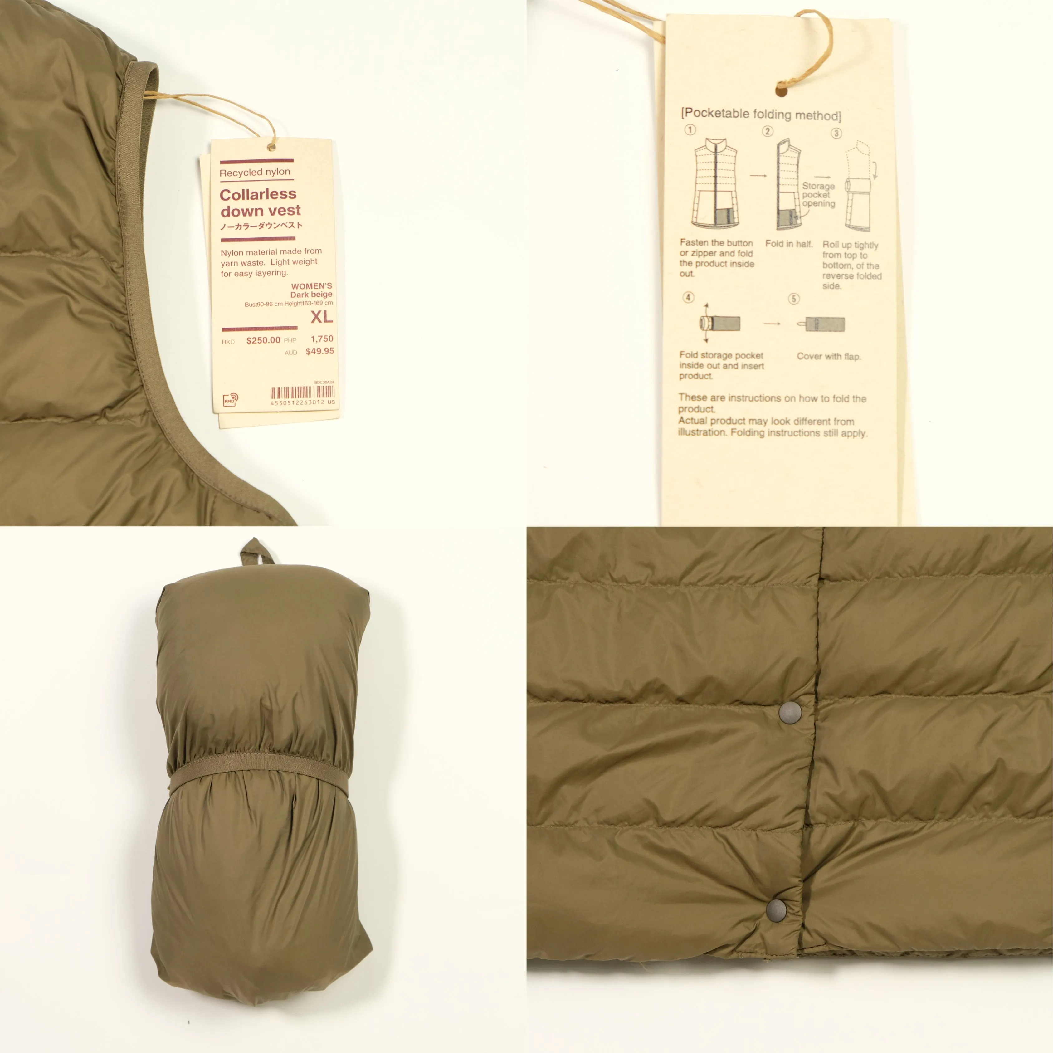 Muji Down Puffer Jacket Vest Gilet BNWT Womens Large/XL