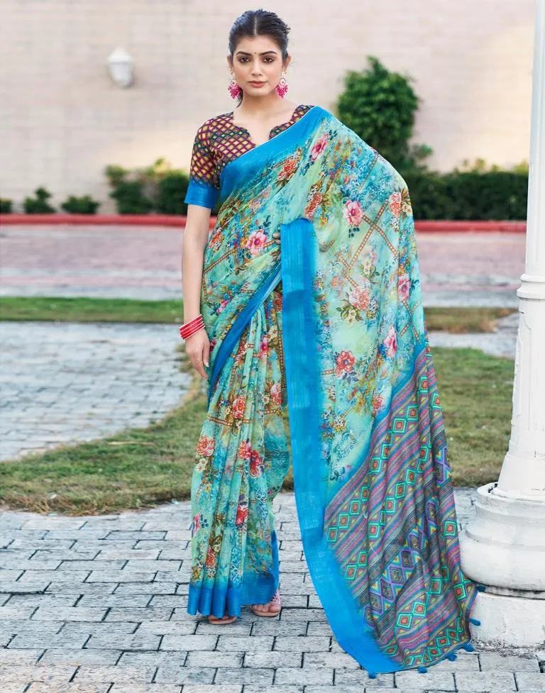 Multi Linen Printed Sarees