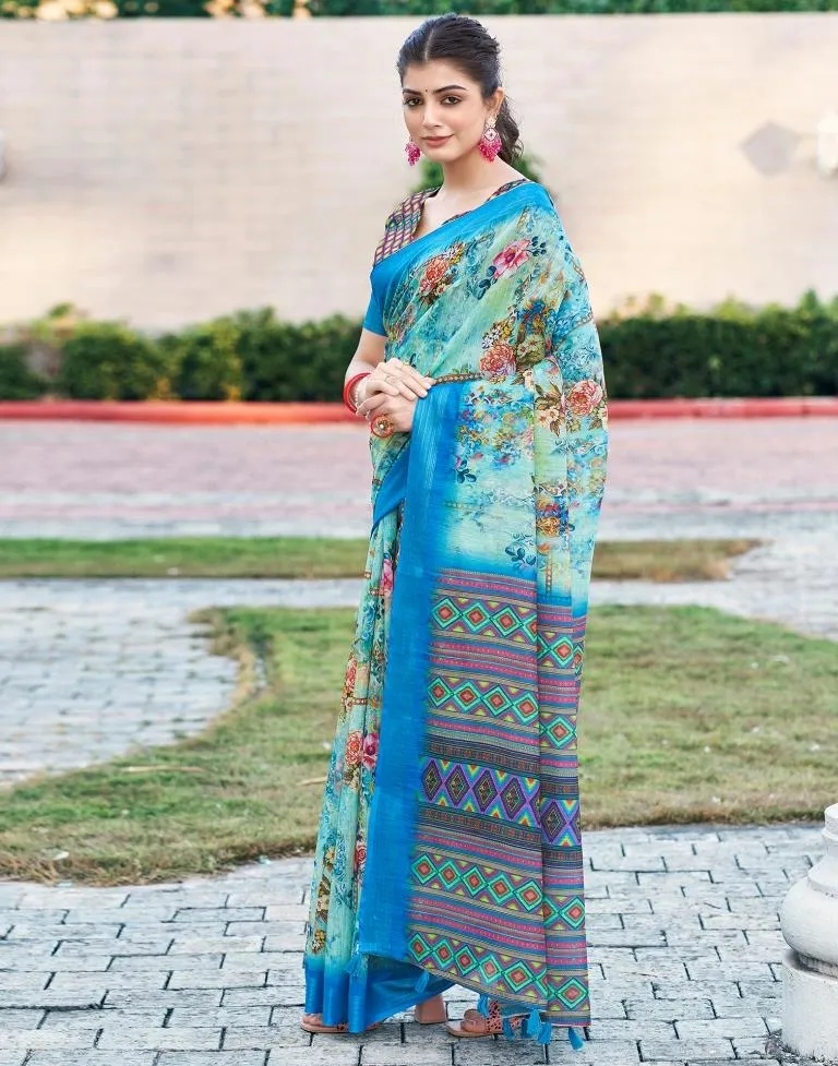 Multi Linen Printed Sarees