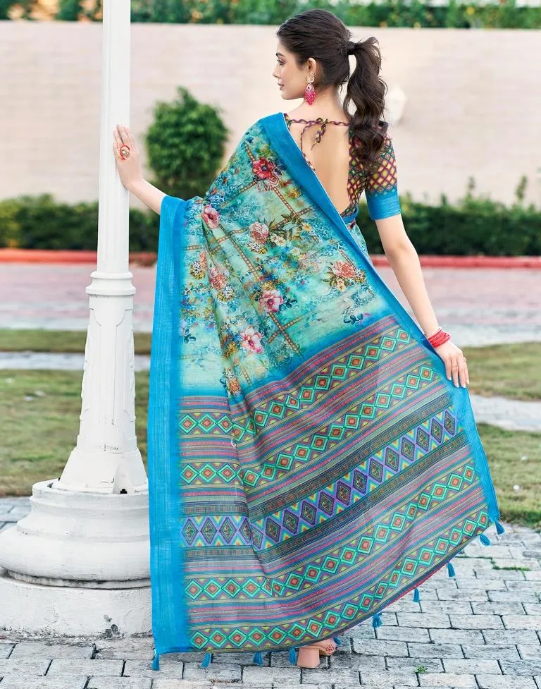 Multi Linen Printed Sarees