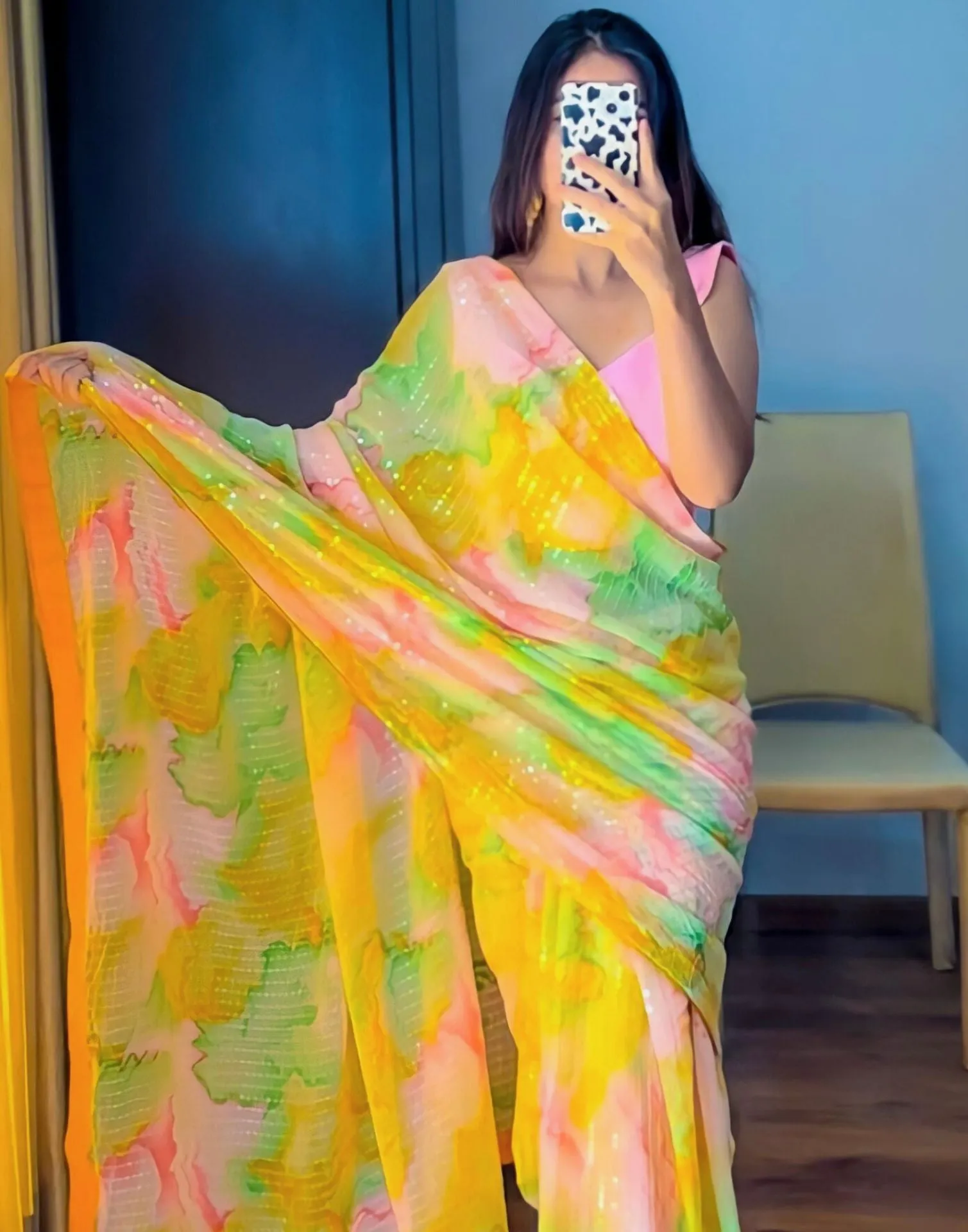 Multicoloured Sequence Saree