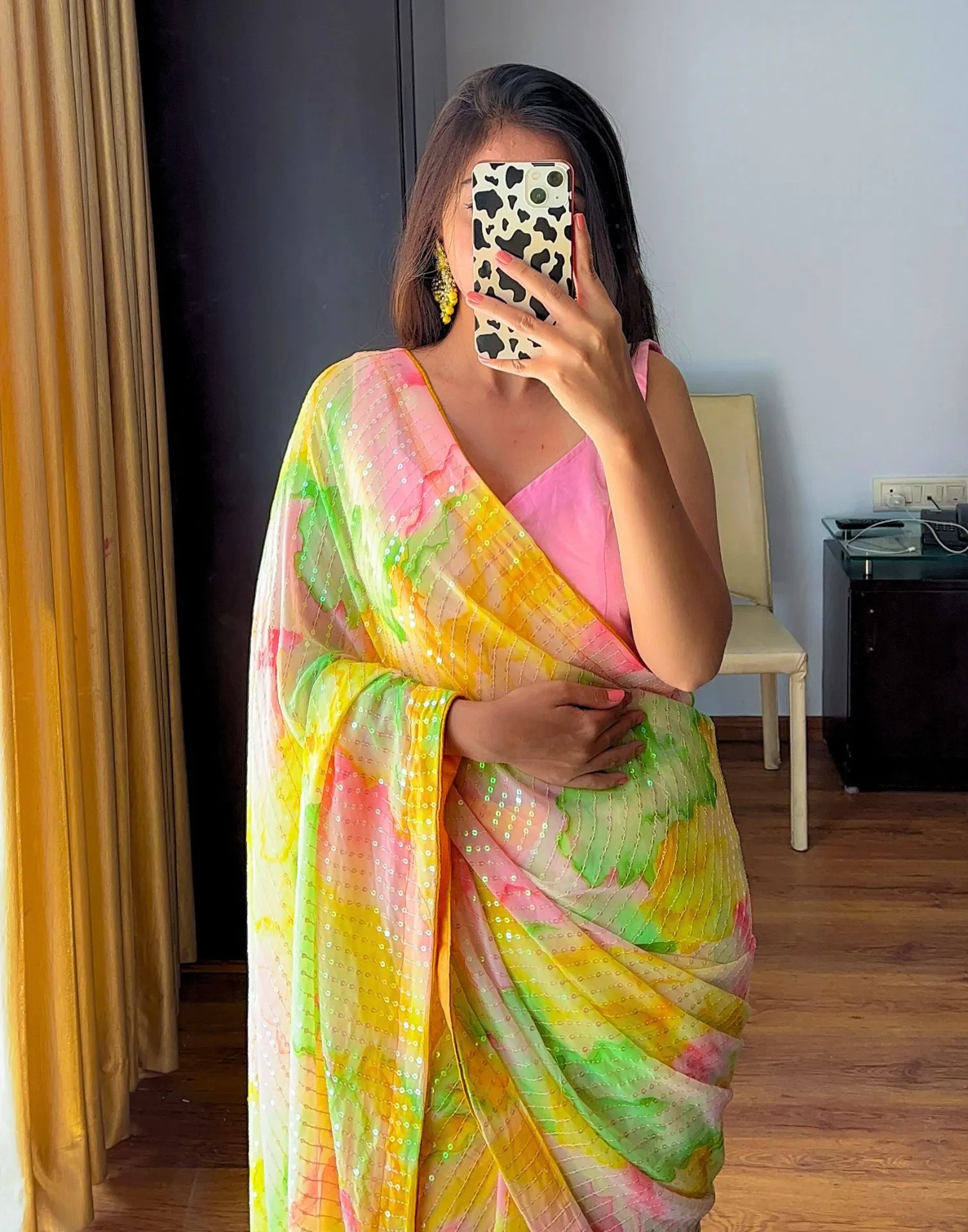 Multicoloured Sequence Saree