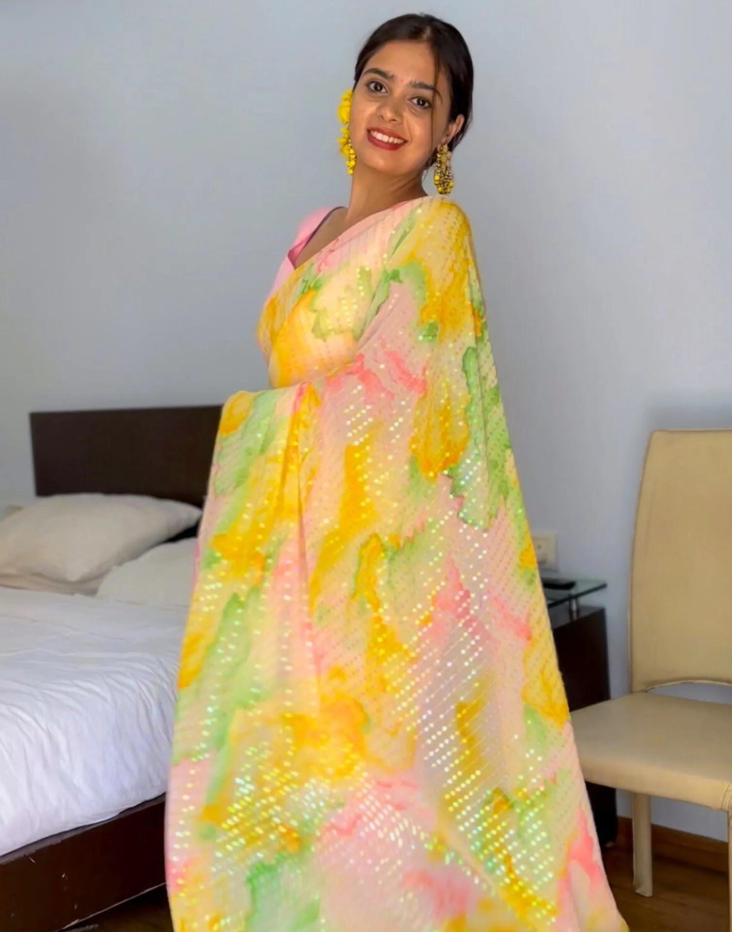 Multicoloured Sequence Saree