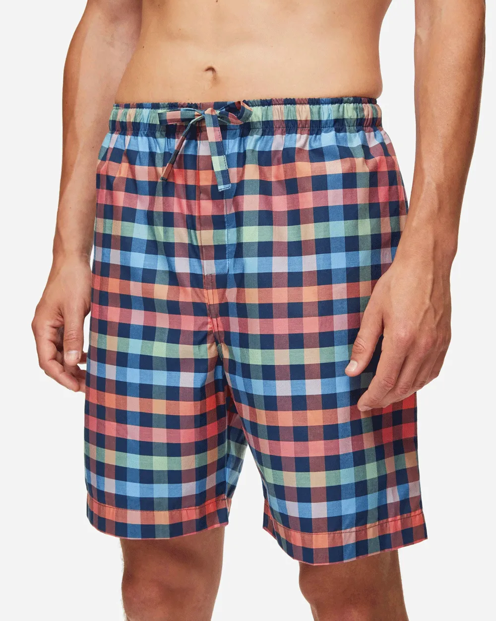 Navy and Orange Plaid Lounge Short