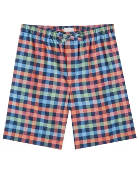 Navy and Orange Plaid Lounge Short